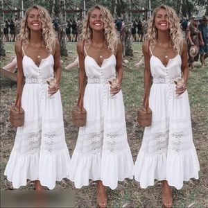 White sleeveless long dress